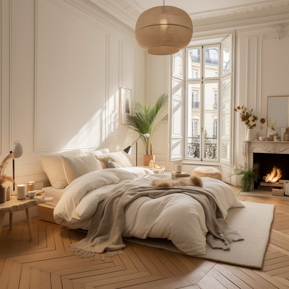 Photo of a scandinavian bedroom.