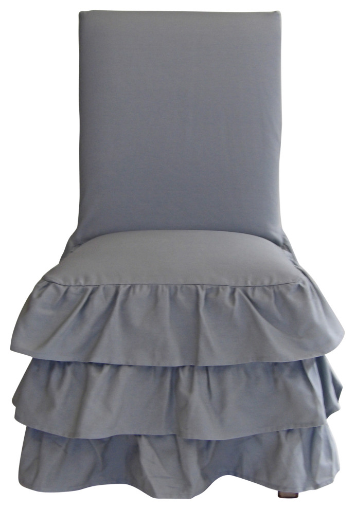 Classic Slipcovers Cotton 3Tier Ruffled Dining Chair Slipcover