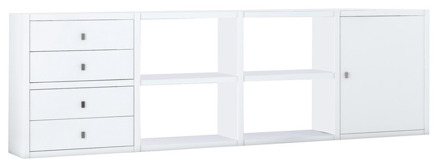 Torero Modular Sideboard With Four Drawers and Cupboard, White