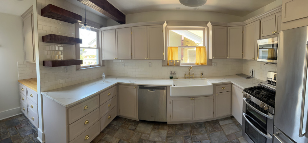 Example of a mountain style kitchen design in Seattle