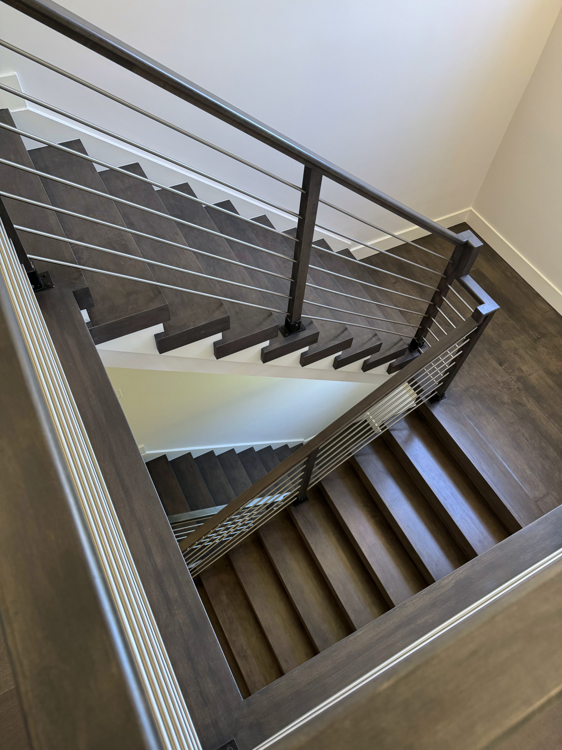 137_Transitional Maple Staircase with Stainless Steel Rail, Clifton, VA 2014