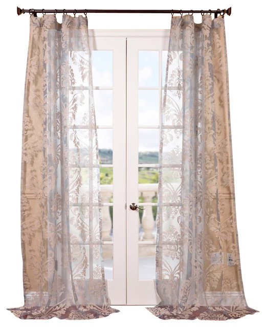 Agatha Taupe Gray Patterned Sheer Curtain Single Panel Agatha Taupe Gray Patterned Sheer Curtain