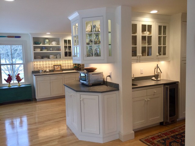 Kitchen With Tiger Maple And Angled Cabinets Traditional Other