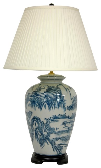 29 Blue And White Chinese Landscape Lamp Asian Table Lamps By 29 Blue And White Chinese Landscape Lamp