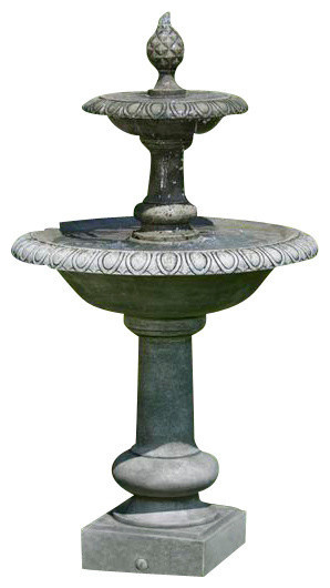 Williamsburg Pineapple Two-Tier Garden Water Fountain, Aged Limestone
