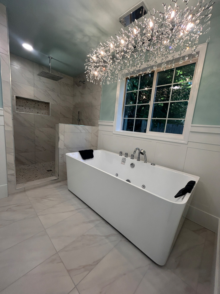 Jetted tub under newly relocated window