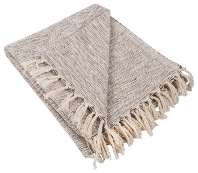 DII 60x50" Modern Cotton Durable Throw in Variegated Brown/Ivory