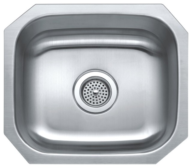 Winpro Undermount Bar Sink, Single Bowl, Stainless Steel, 8" Contemporary Bar Sinks by