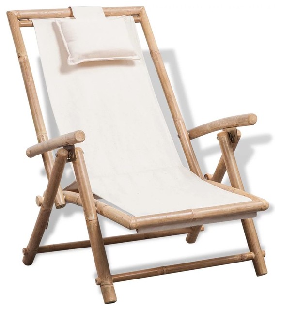 with Mat Outdoor Folding Recliner Bamboo Rocking Chair Garden Sun Lounger Relax Chair with Stretchable Footrest and Foot Massage Leisure Siesta Chair Color : Brown HAIYU