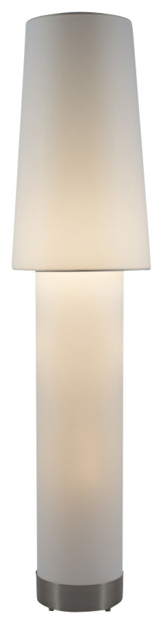 Mombo Floor Lamp In Brushed Nickel Finish With White Linen Shade