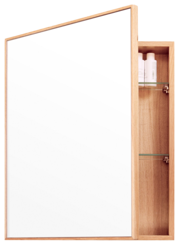 Natural Oak Bathroom With Mirror Wireworks Slimline Contemporary Bathroom