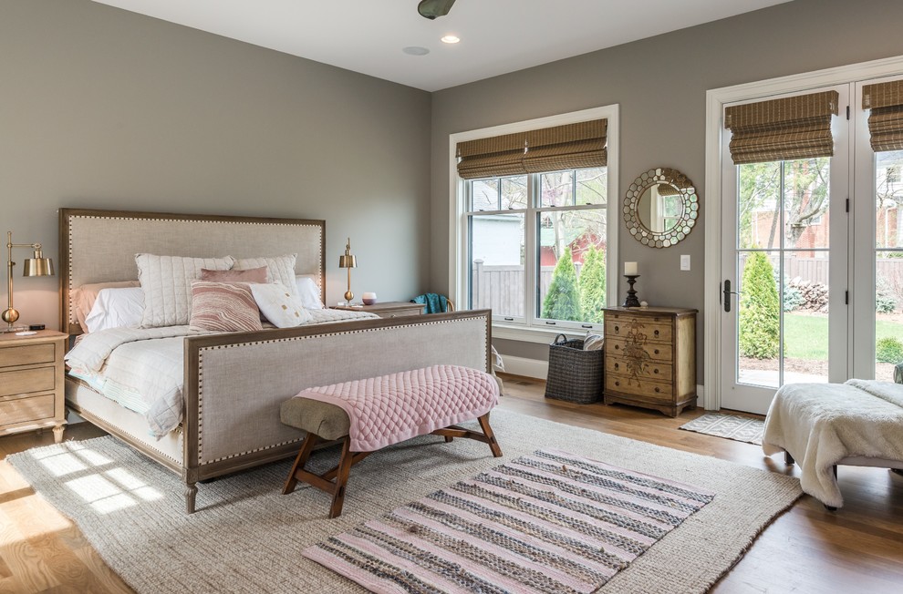 This is an example of a transitional master bedroom in Cincinnati.