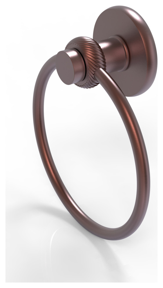 Mercury Towel Ring with Twist Accent, Antique Copper