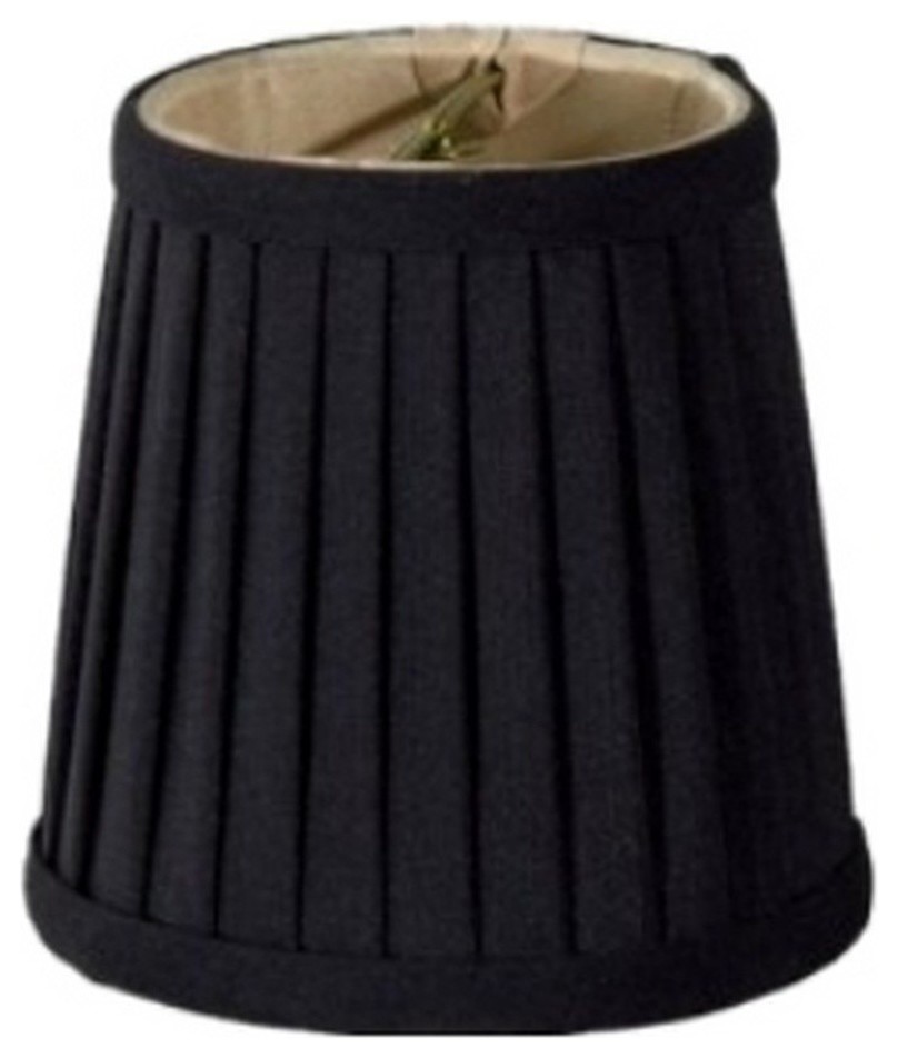 Pleat 3.5" Black With Gold Chandelier Shade Clips Onto Bulb