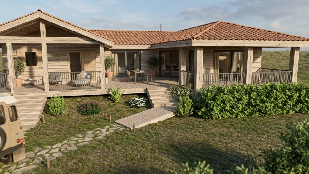 Extension de chalet – Création d’un espace en U avec terrasse couverte