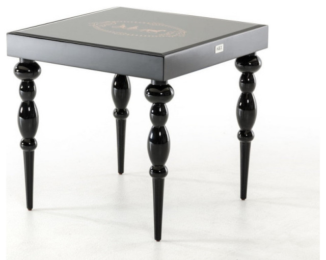 Dore Transitional Black Gloss End Table Traditional Side Tables And