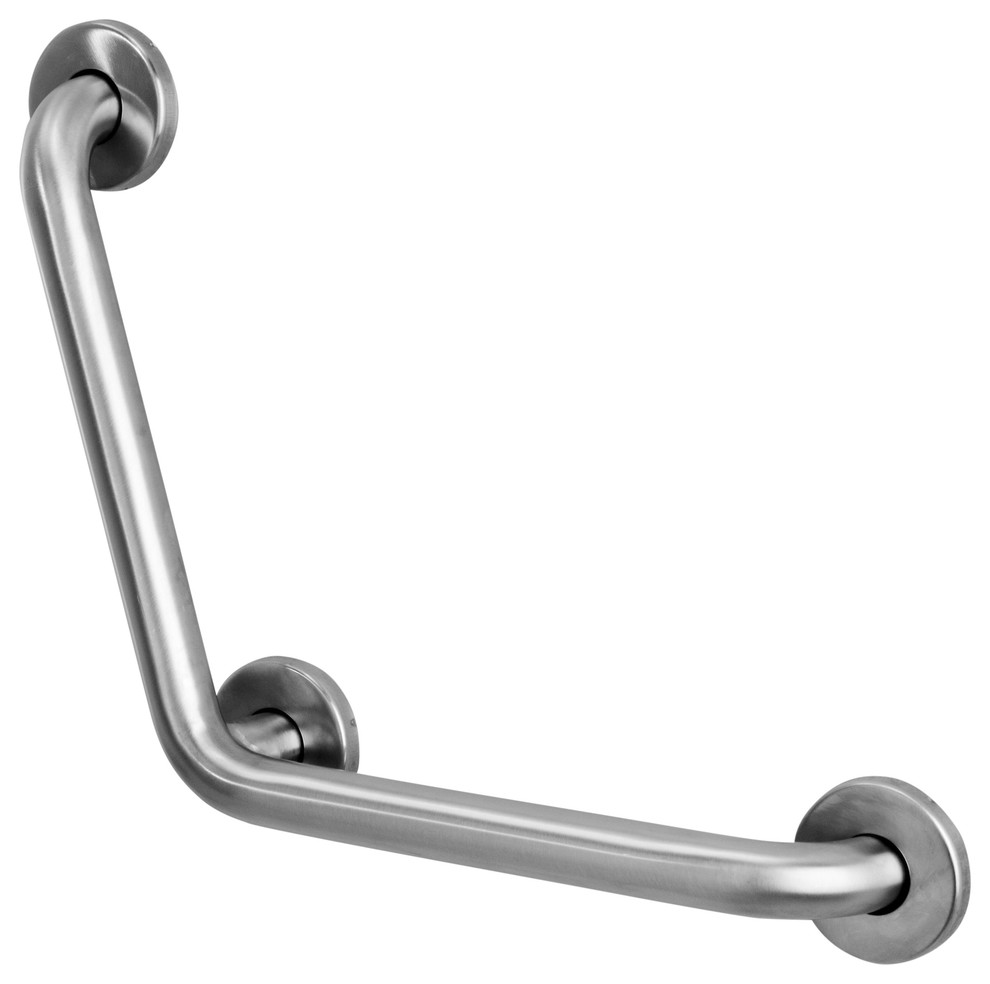 Satin Stainless Steel 135 Degree Angle Grab Bar, Center Post and Cover