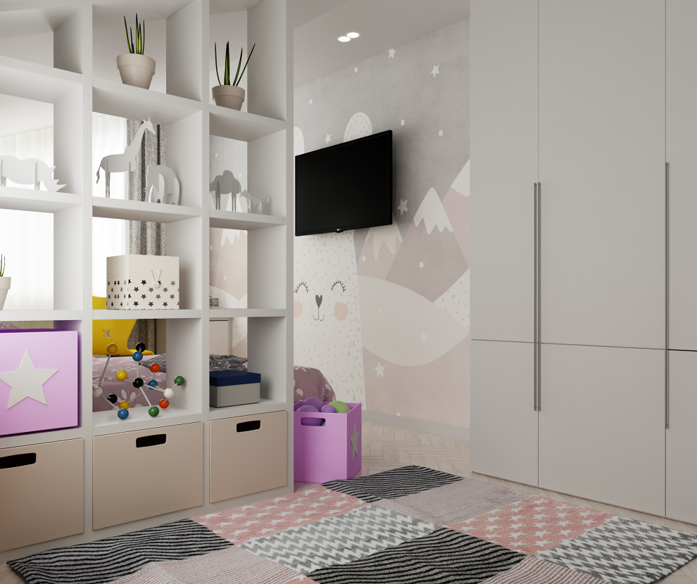 Дизайн интерьера детской комнаты на мансардном этаже 13,4м2