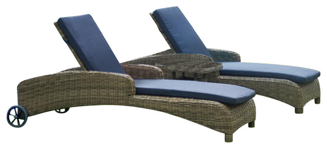 Mayfair 3-Piece Sun Loungers Side Table Set - Modern - Garden Lounge Sets - by Bridgman | Houzz UK