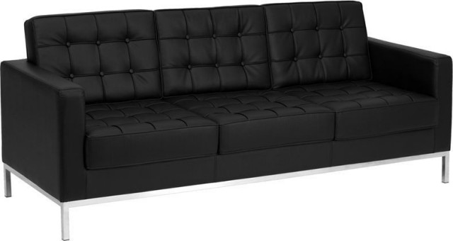 Hercules Lacey Series Contemporary Black Leather Sofa with Steel Frame