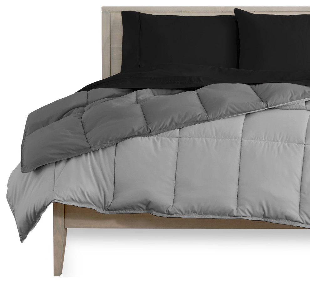 Reversible Bed-in-a-Bag, Light Gray/Gray Black, Queen