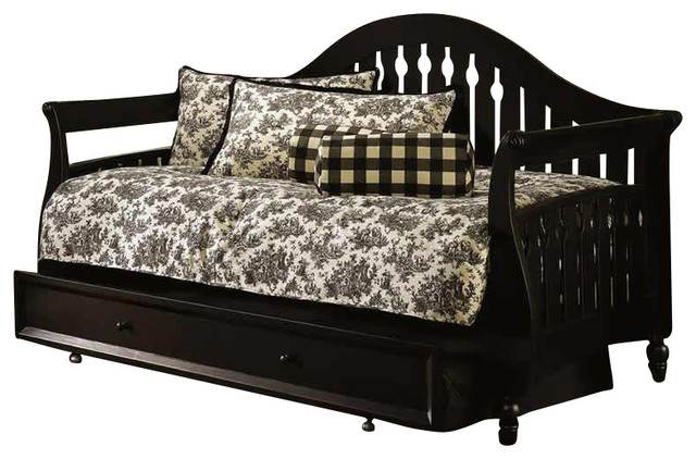 Fashion Bed Fraser Sleigh Daybed Front Panel and Rollout Trundle in Black