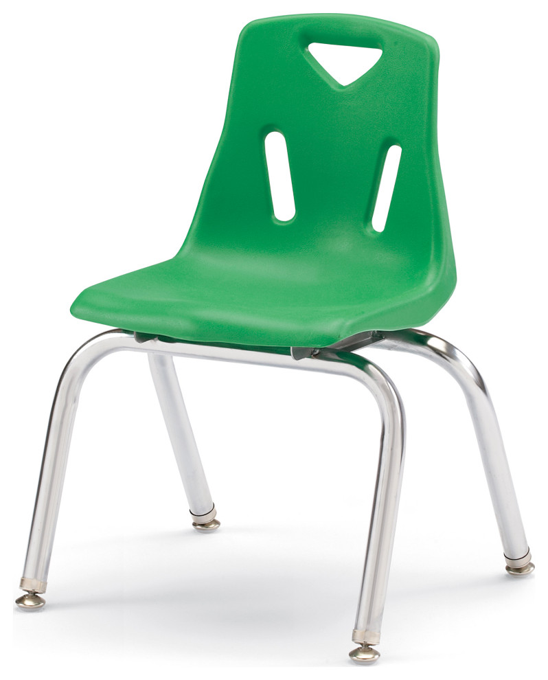 Berries Stacking Chairs with Chrome-Plated Legs - 14" Ht - Set of 6 - Green
