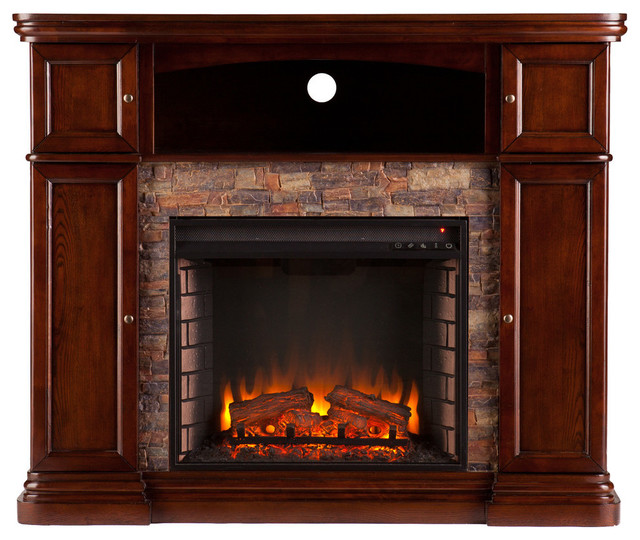 Warrington Faux Stone Electric Media Fireplace