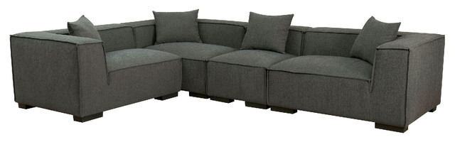Langdon Contemporary Sectional Sofa Modular Left Right Chair Padded Fabric Gray