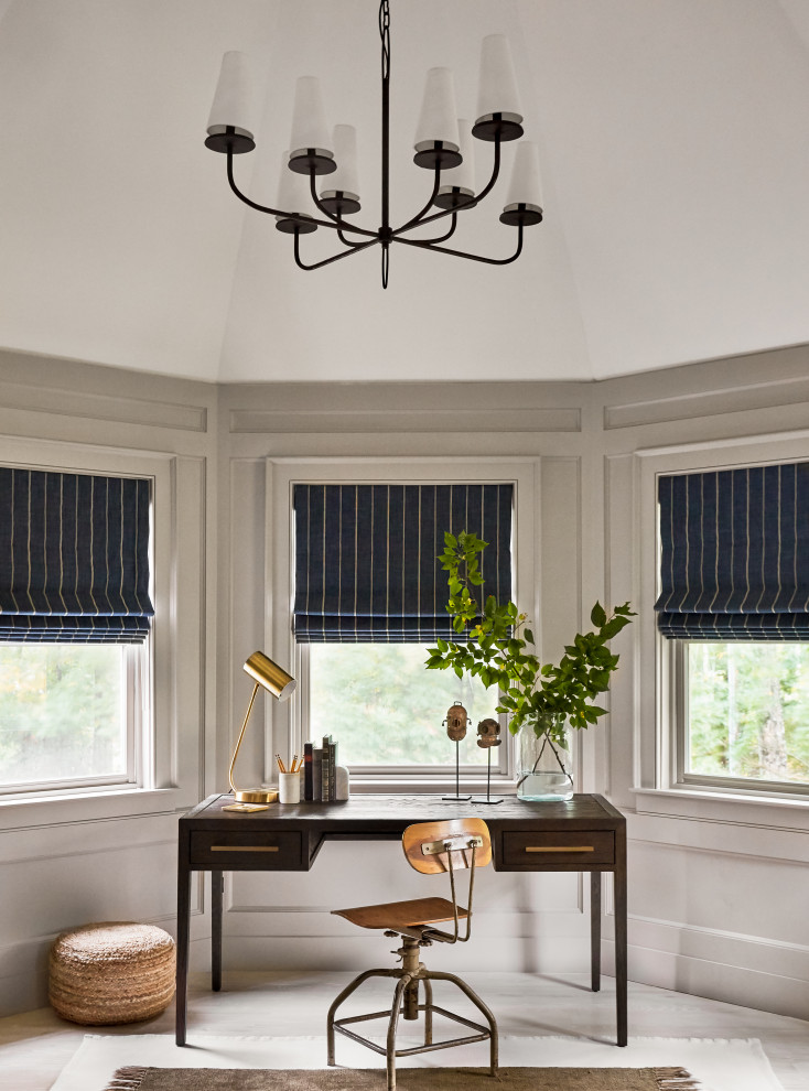 Example of a beach style home office design in New York