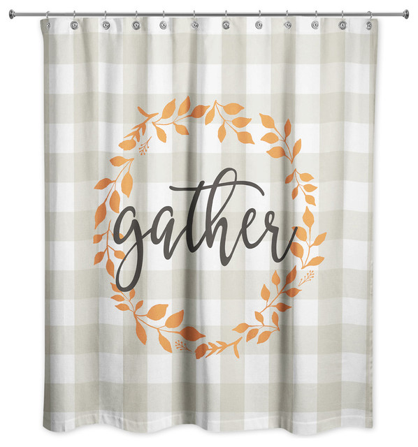 Gather Buffalo Check Shower Curtain, Fall Seasonal Shower Curtains