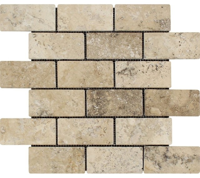 Philadelphia Brick Mosaic, 2x4, Tumbled Mosaic Tiles ...