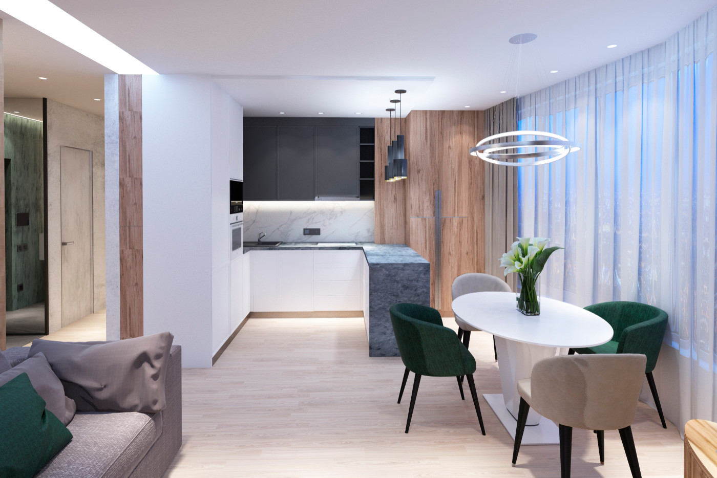 Современный стиль. Квартира 76 м2.