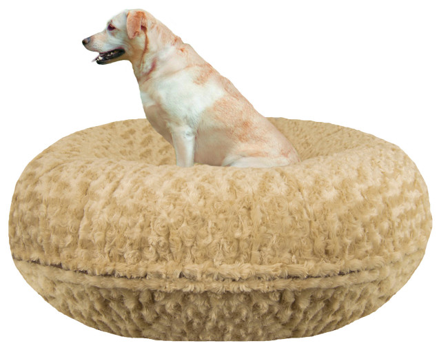 Bessie And Barnie Bagel Bed For Pets, Camel Rose, Large, X-Small