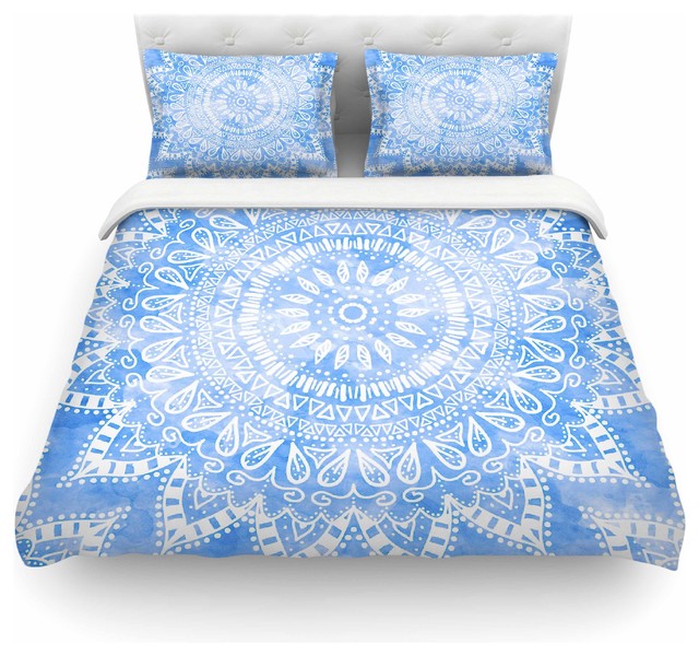 Nika Martinez Boho Flower Mandala In Blue Duvet Cover Nika Martinez Boho Flower Mandala In Blue Duvet Cover Queen
