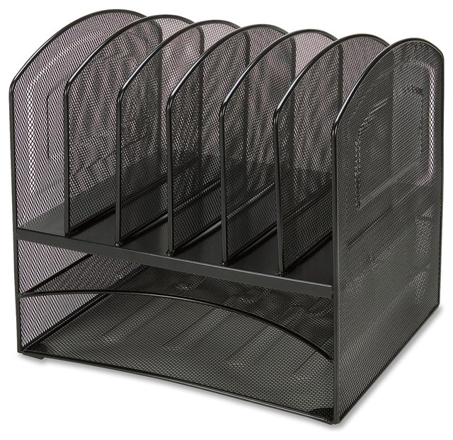 15 x 11 x 8 1/8 Vertical/Horizontal Combo Organizer Steel Black Six Sections