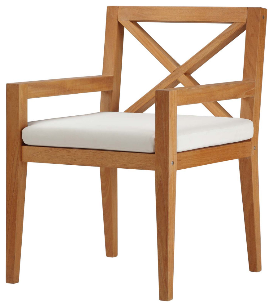 Modern Outdoor Patio Furniture Side Dining Armchair Chair, Wood