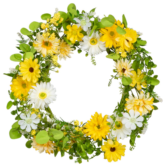 20" Floral Daisy Floral Single Wreath Wreaths And Garlands by
