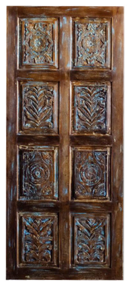 Consigned Floral Carved Bedroom Door, Custom Doors, Barn Doors, Interior Doors