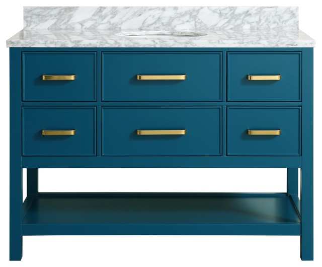 Louella Blue Bathroom Vanity With Marble Top 48