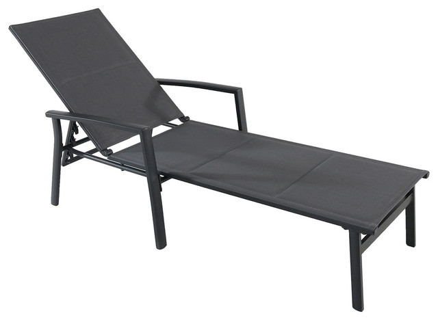 Aluminum Padded Sling Chaise Lounge - Gray/Aluminium - Transitional -  Outdoor Chaise Lounges - by BisonOffice | Houzz