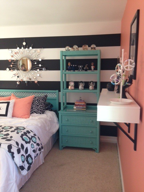girl's teal & coral bedroom