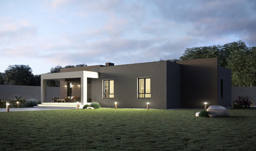 Одноэтажный дом в стиле "Hi-tech"