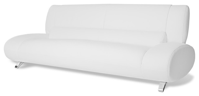 Modern Aspen White Microfiber Leather Sofa