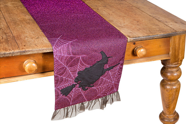 Witching Hour Halloween Table Runner, Purple, 13"x108"