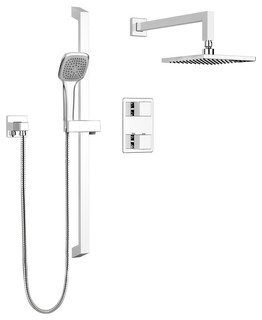 Square Shower Faucet With Thermostatic Diverter Valve Sliding Bar Square Shower Faucet With Thermostatic Diverter Valve Sliding Bar Head Contemporary Showerheads And Body Sprays By Keeney