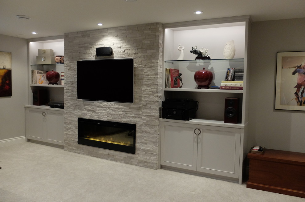 Example of a transitional basement design in Toronto