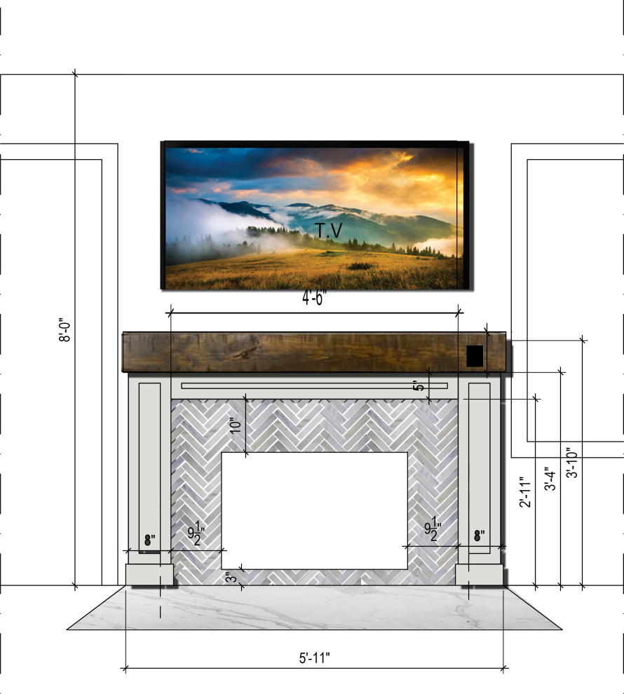 Fireplace design help - wood surround or not?