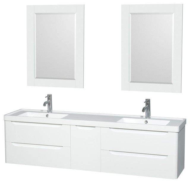 24 Mirrored Bathroom Vanity murano 72" double vanity, 24" mirrors, integrated sink 24 Mirrored Bathroom Vanity murano 72" double vanity, 24" mirrors, integrated sink