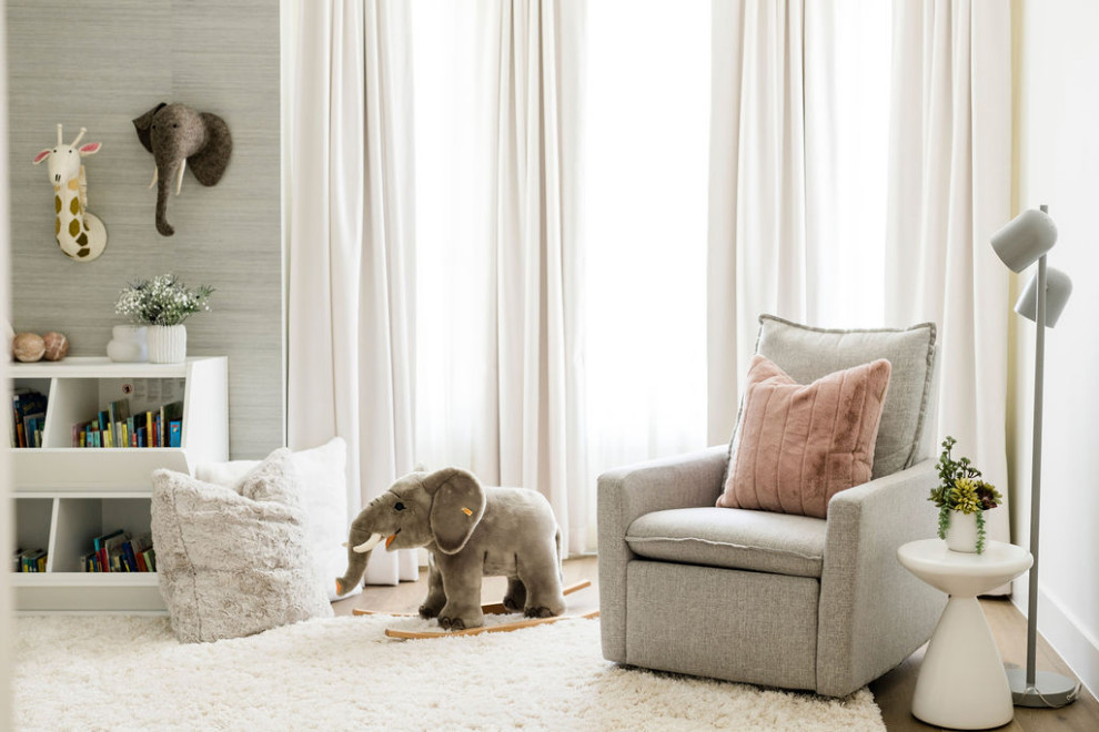 Example of a transitional nursery design in Austin